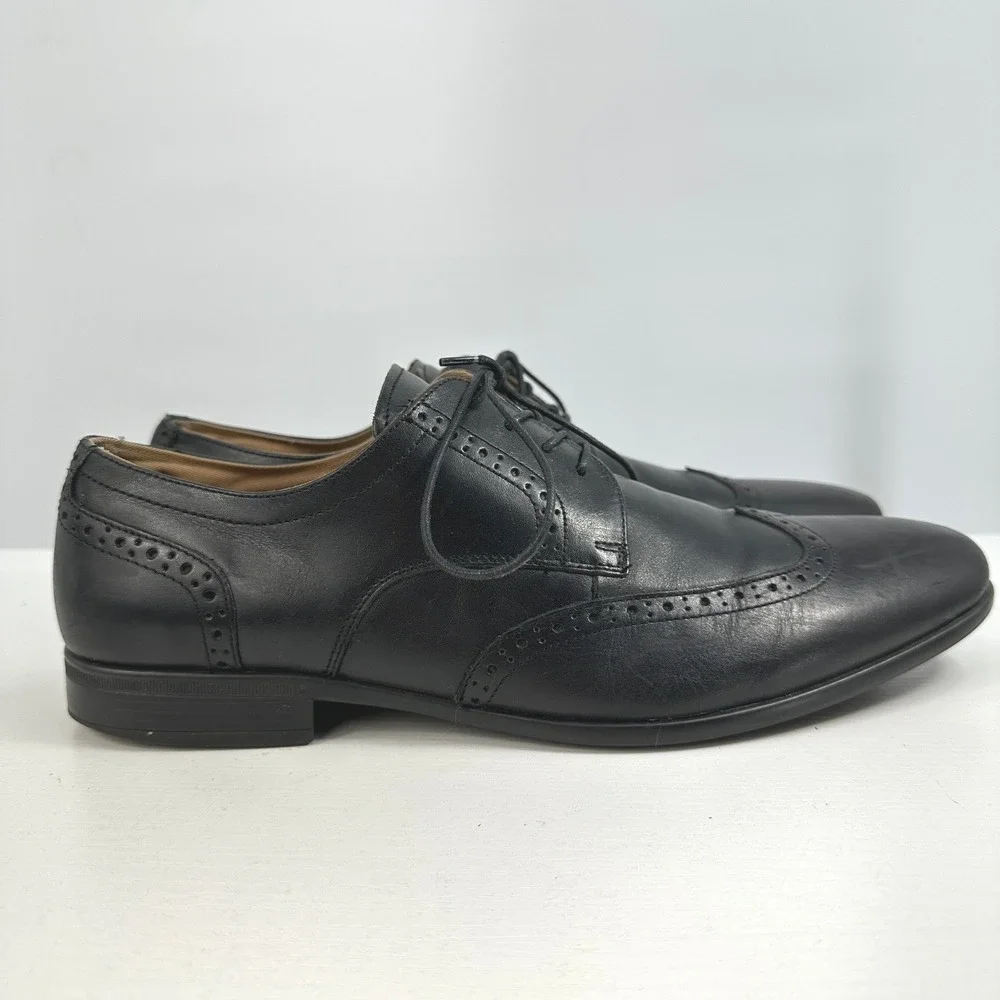 Black leather wingtip oxford‎ mens shoes 10 Aldo business work old money classic